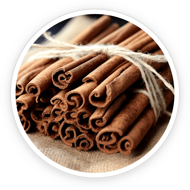 Image of Ceylon cinnamon sticks, a natural spice known for supporting healthy blood sugar levels and reducing inflammation.