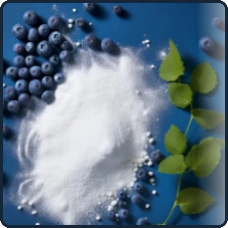 Close-up image of natural Organic Xylitol crystals used for oral health benefits