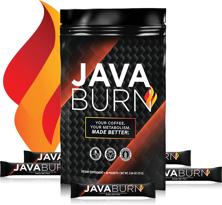 Java Burn supplement packet on a clean background, highlighting its role as a coffee additive for metabolism support.