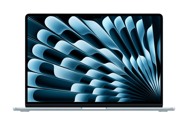 Apple M4 MacBook Air in Sky Blue, Midnight, Starlight, and Silver.