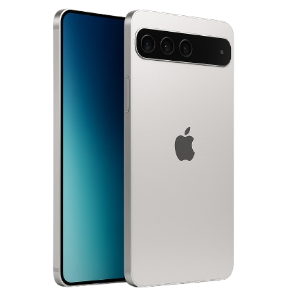 A digital concept image of the iPhone 17 Air showcasing a slim, silver design with flat edges and a horizontal black camera bar featuring three lenses and a LiDAR sensor.