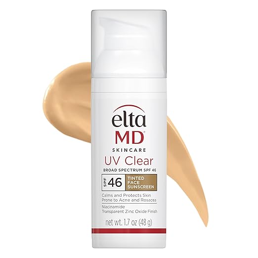 EltaMD UV Clear Tinted Face Sunscreen SPF 46 – oil-free broad-spectrum sunscreen for sensitive skin, with tinted formula to protect against UVA and UVB rays and even skin tone